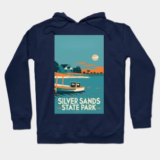 A Vintage Travel Art of the Silver Sands State Park - Connecticut - US Hoodie